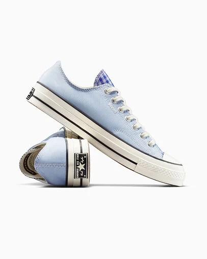 Converse Upcycle Chuck 70 Chambray & Gingham Blue/Egret/Multi, Detail Angle View