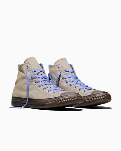 Chuck Taylor Color Pop Papyrus Brown/Brown/Very Peri Purple, Top and Side View