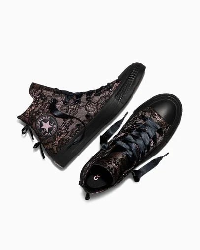 Chuck Taylor All Star Lace Black/Petal Pit/Black, Angled View