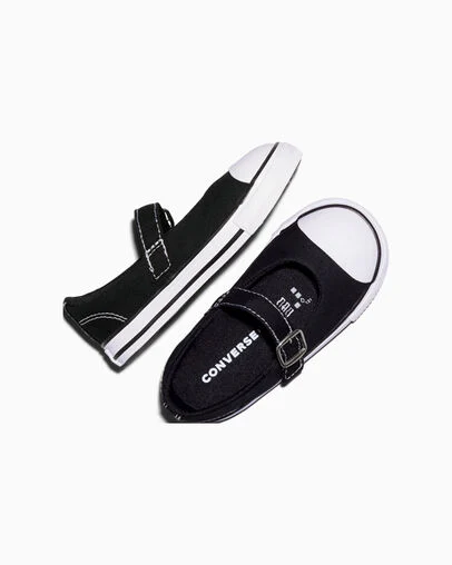 Chuck Taylor All Star Dainty Mary Jane Black/White/Black, Angled View