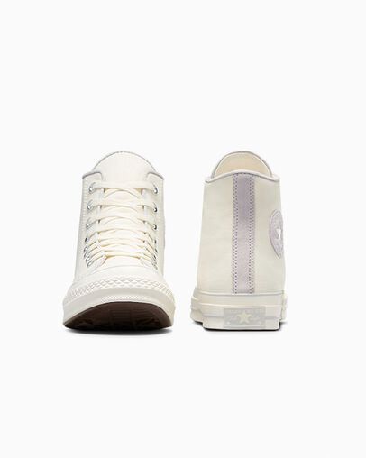 Chuck 70 Canvas & Cotton Egret/Egret/Barely Grey, Heel View