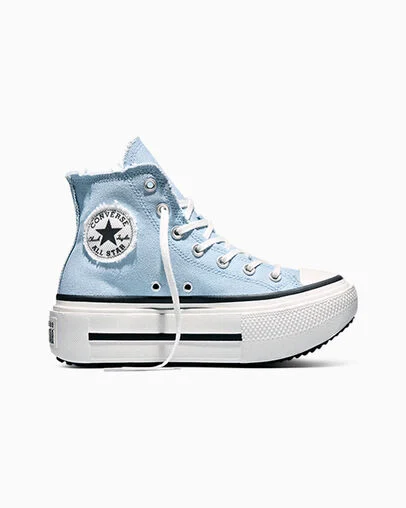 Chuck Taylor All Star Lift Double Stack Platform Distressed Clear Skies/Vintage White, Outer Side View