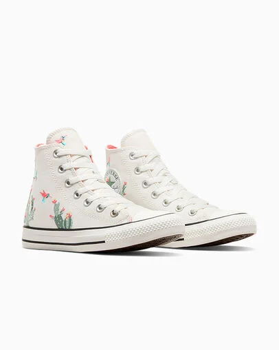 Chuck Taylor All Star Succulent Embroidery Vintage White/White, Top and Side View