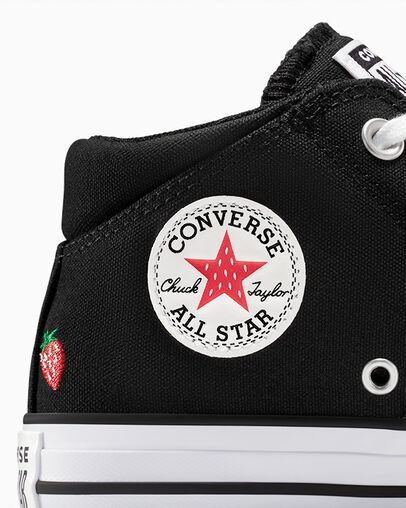 Chuck Taylor All Star Madison Embroidered Strawberries Black/Soft Red/Green, Detail Angle View