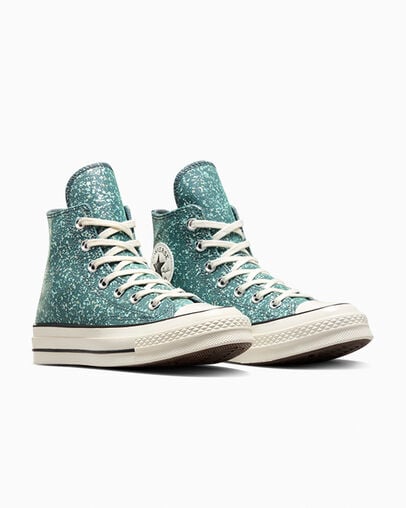 Chuck 70 Glitter Newtral Teal/Egret/Black, Top and Side View