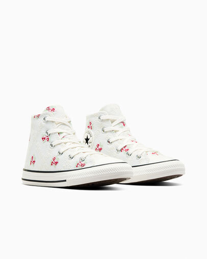 Chuck Taylor All Star Rose Cross Stitch Vintage White/Egret, Top and Side View