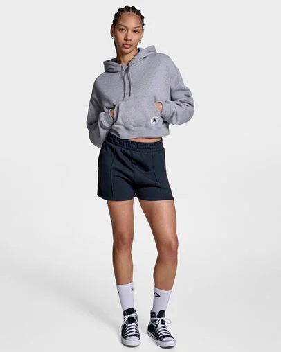 Chuck Taylor All Star Cropped Hoodie Vintage Grey Heather, Back View