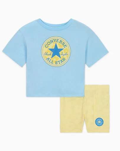 Chuck Patch T-Shirt & Biker Short Set Like Butter, Front View