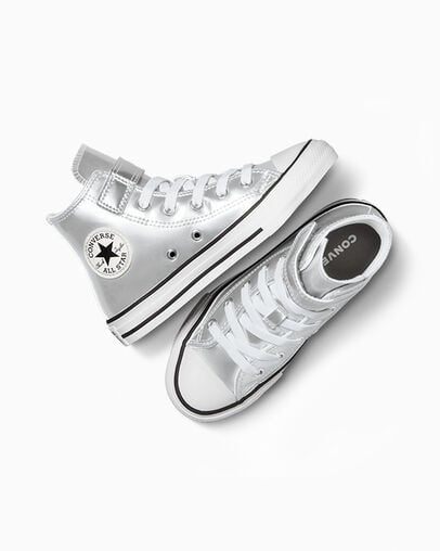 Chuck Taylor All Star Metallic Easy-On Silver/White/Silver, Angled View