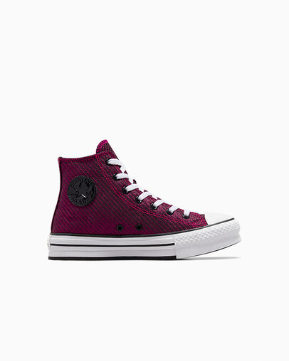 Chuck Taylor All Star Platform Lift Sparkle Prime Pink/White/Black, Outer Side View