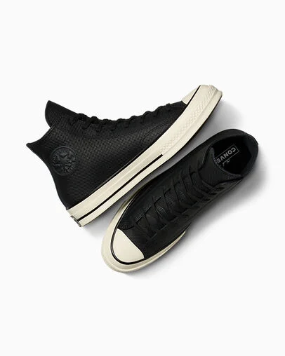 Chuck 70 Leather Black/Gingersnap/Egret, Angled View