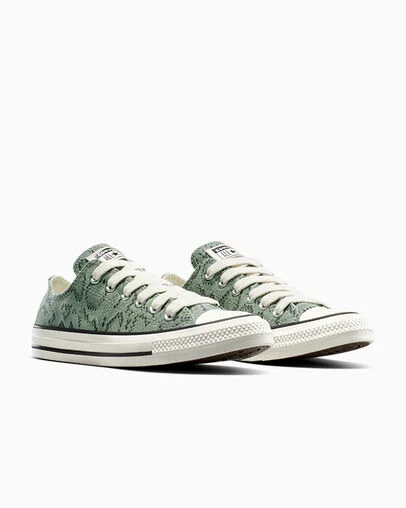 Chuck Taylor All Star Snakeskin Print Foothill Green/Egret/Black, Top and Side View