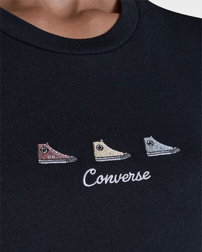 Trio Embroidered T-Shirt Converse Black