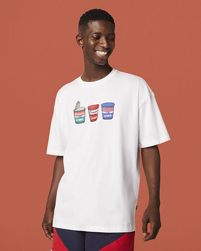 Noodles Crew Neck Short Sleeve T-Shirt White, Front View