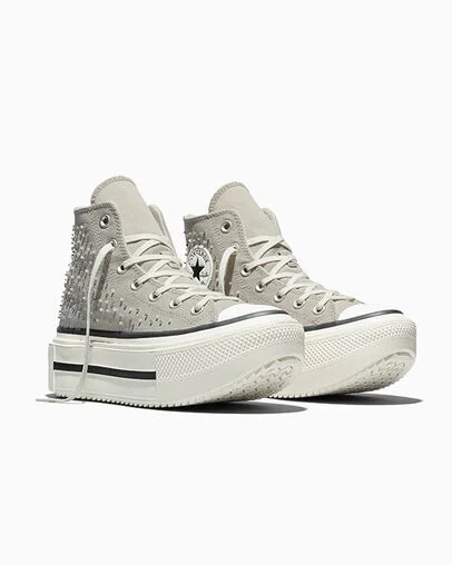 Chuck Taylor All Star Lift Double Stack Platform Beads Sage Smoke Green/Egret/Black, Top and Side View