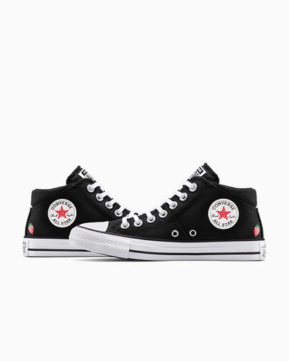 Chuck Taylor All Star Madison Embroidered Strawberries Black/Soft Red/Green, Detail Angle View
