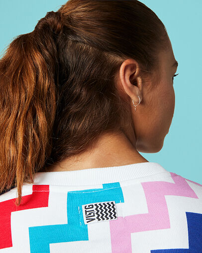 VLTG Crew Neck Pullover White Multi, Detail View