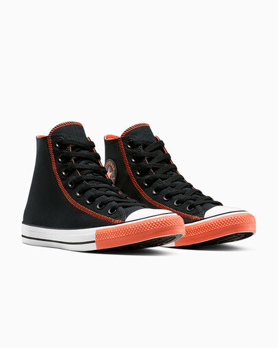 Chuck Taylor All Star Neon Pop Black/Fire Drill/White, Top and Side View