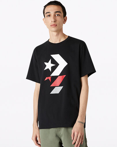 Repeated Star Chevron Short Sleeve Converse Black