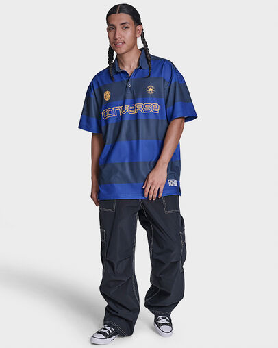 Retro Chuck Short Sleeve Polo Converse Blue Multi, Full Body View