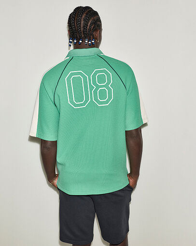 Retro Jersey Polo Green Means Go, Detail View