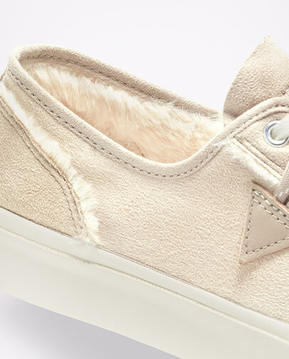 Faux Fur-Lined Leather Jack Purcell Papyrus/Natural/Egret
