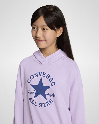 Chuck Patch Relaxed Hoodie Lavender Latte Purple, Detail View