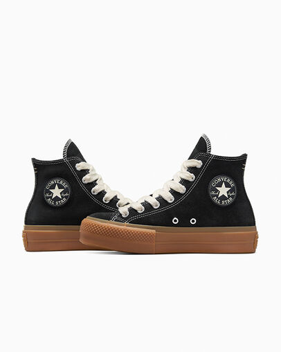 Chuck Taylor All Star Lift Platform Gum Sole Black/Gum Honey/Egret, Detail Angle View