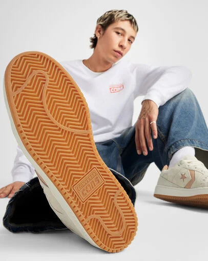 CONS AS-1 Pro Nubuck Egret/Vachetta Beige/Gum, On Foot Shot 2