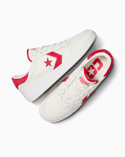 CONS Fastbreak Pro Leather and Nubuck Vintage White/Red/White, Angled View