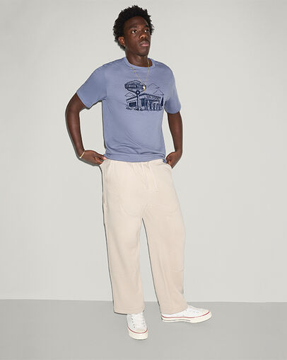 Double Knee Relaxed Sweatpants Papyrus, Detail View