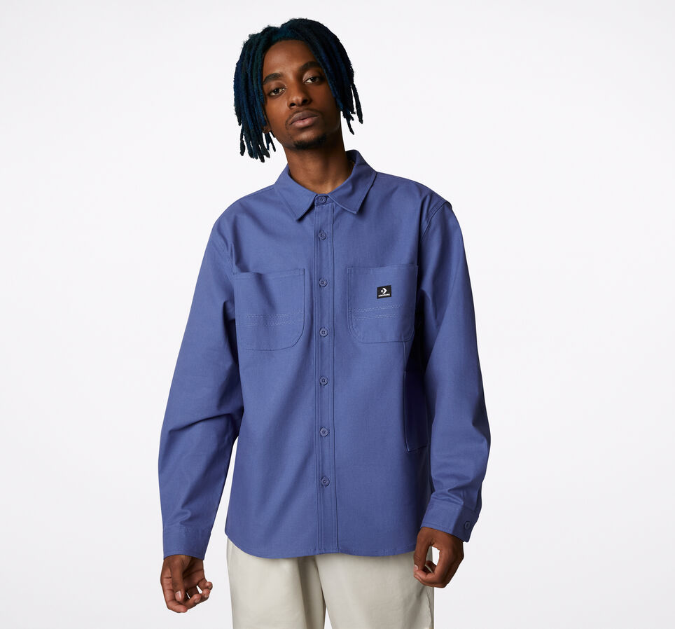 Carpenter Pocket Button Down Shirt Washed Indigo