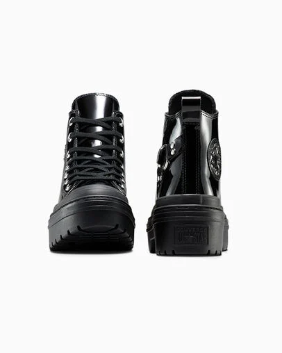 Chuck Taylor All Star Lugged Heel Platform Patent Leather Black/Black/Black, Heel View