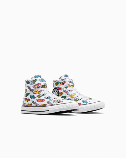 Chuck Taylor All Star Easy-On Cars White/Yellow/Red, Top and Side View