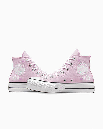 Chuck Taylor All Star Lift Platform Floral Stardust Lilac/White/Black, Detail Angle View