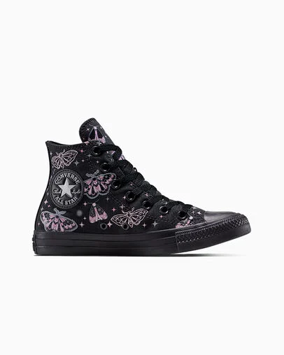 Chuck Taylor All Star Glow In The Dark Moths Black/Black/Cliffside Rose, Outer Side View