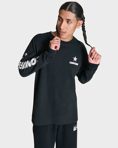 Logo Run Long Sleeve T-Shirt Black, Front View
