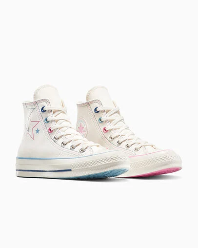 Chuck 70 Stars Egret/Oops Pink/Infinity Pool, Top and Side View