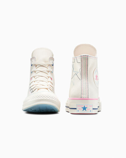 Chuck 70 Stars Egret/Oops Pink/Infinity Pool, Heel View