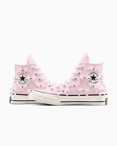 Chuck 70 Bows & Studs Pink Frosting/Egret/Black, Detail Angle View