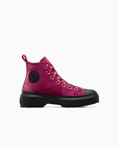 Chuck Taylor All Star Lugged Lift Platform Velvet Legend Berry/Black/Black, Outer Side View