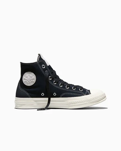 Chuck 70 Canvas & Suede Total Eclipse Black/Egret/Light Grey, Outer Side View