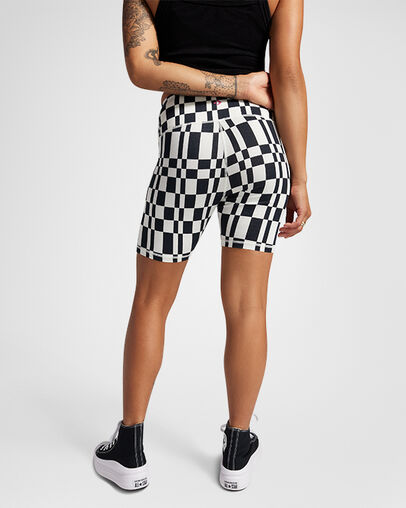 Checkered High-Waisted Bike Shorts Checkerboard, Full Body View