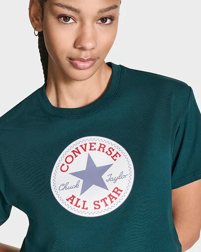 Chuck Taylor All Star Patch Cropped T-Shirt Jaded Teal, Detail View