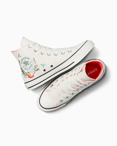 Chuck Taylor All Star Succulent Embroidery Vintage White/White, Angled View