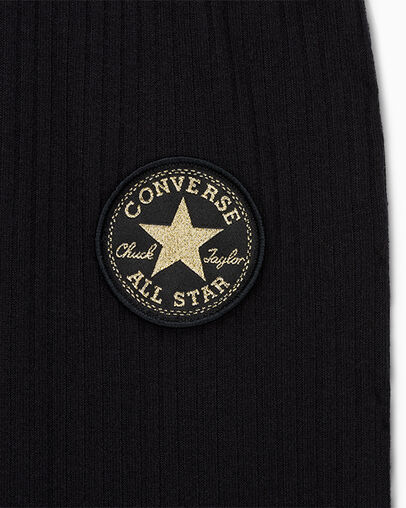 High-Rise Rib Knit Pants Black, Full Body View