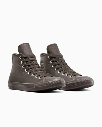Chuck Taylor All Star Water-Repellent Leather Fresh Brew/Black/Fresh Brew, Top and Side View