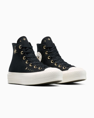 Chuck Taylor All Star Lift Platform Cosmic Embroidery Black/Egret/Gold, Outer Side View