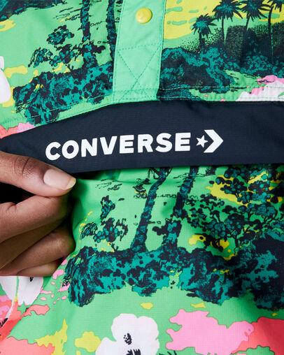 Printed Packable Hooded Anorak Acid Green Multi