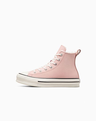 Chuck Taylor All Star Lift Platform Leather & Sherpa Pink Sage/Vintage White/Black, Inner Side View